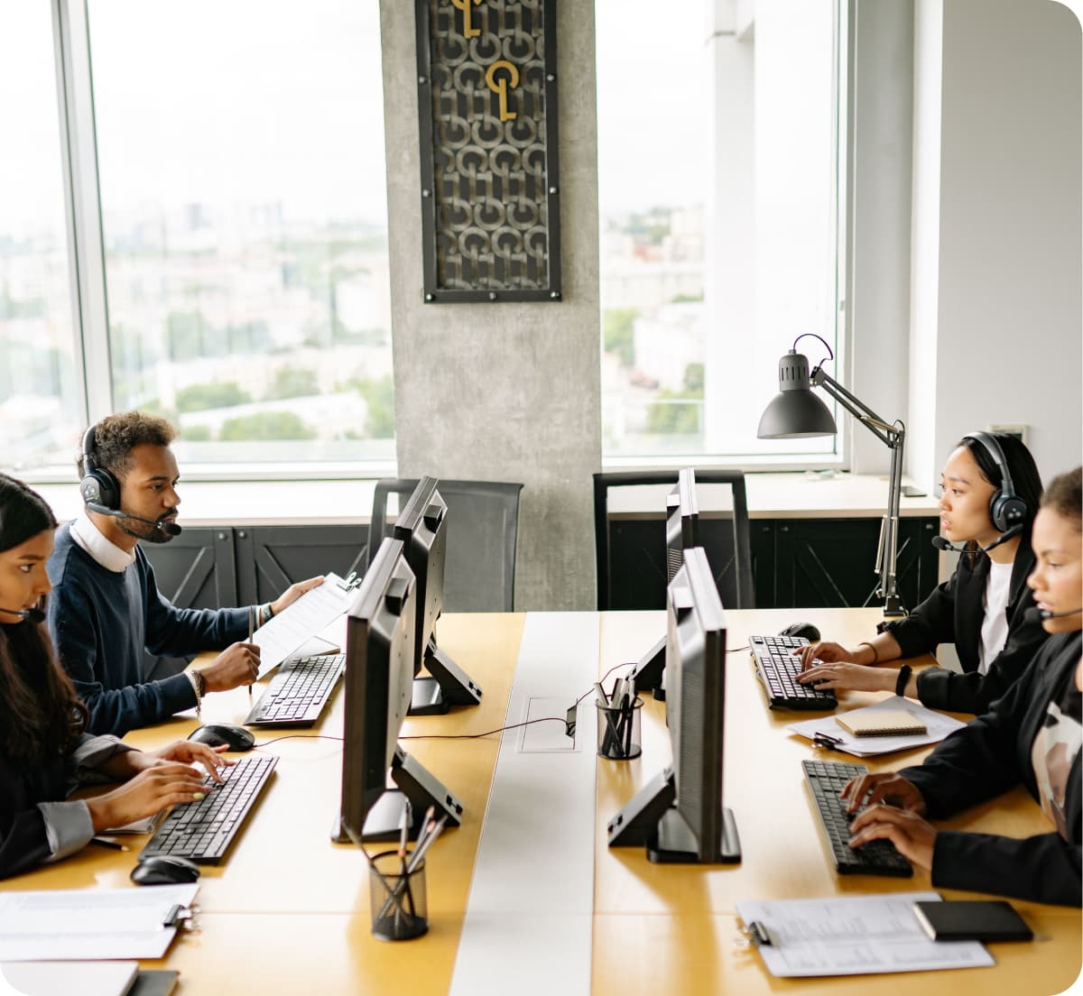 A distributed team working together